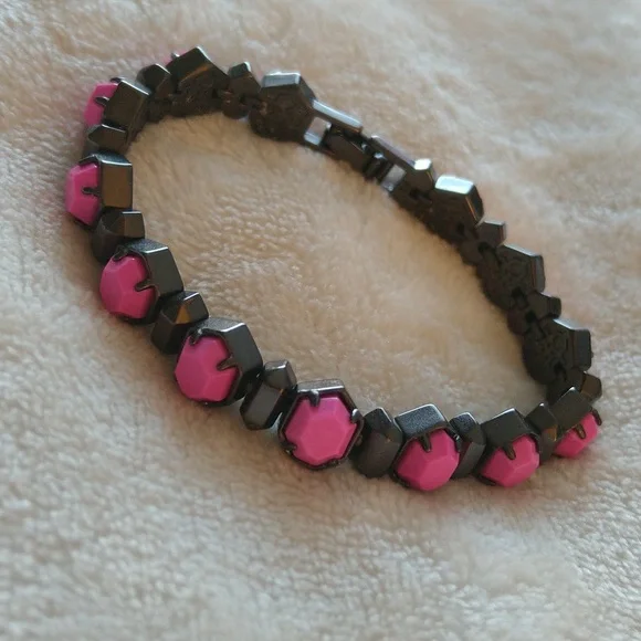 Kendra Scott Magenta and Gunmetal Tara Tennis Bracelet Custom Color Bar